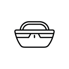 Outline icon a basket with handles a small central detail simple minimalist