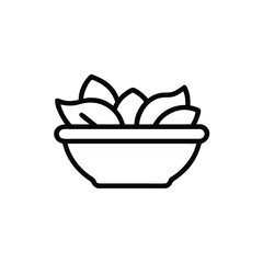 Outline icon a bowl filled with organic salad leaves food