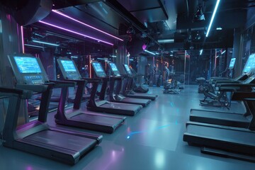 Futuristic Cyber Gym with AI Trainers