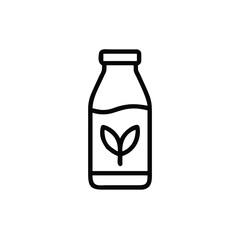 Outline icon a plant milk bottle with leaves vector