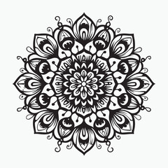 Abstract seamless floral pattern with vintage black ornate flower, leaf, and scroll elements, perfect for vector art illustration and wallpaper decor