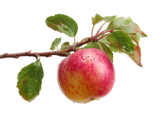 apple on a branch on white background