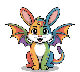 Colorful winged creature with rainbow accents fantasy