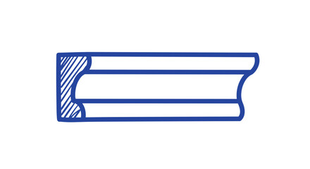 crown molding profile. Decorative molding design in blue outline style  