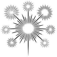 Abstract radial burst of radiating lines creating a starburst or sunburst effect with a central bright core and smaller bursts around it