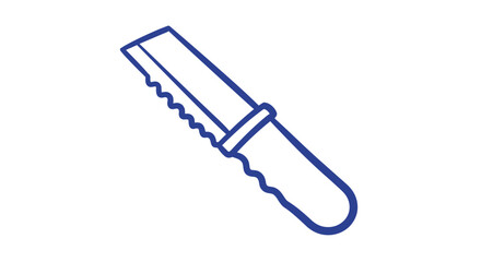 Fototapeta premium Serrated kitchen knife illustration in simple blue line style. plastic knife serration 