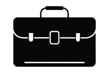 Black Briefcase Silhouette with Rounded Corners and Handle, Central Clasp Design