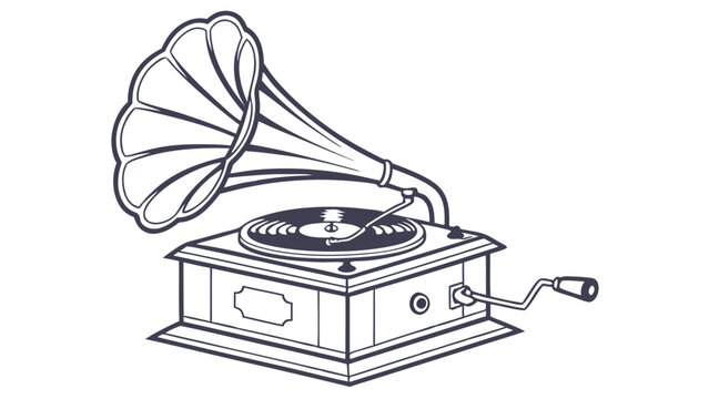 Vintage Gramophone Outline: Nostalgic Music Icon