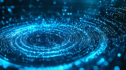 Futuristic high-tech digital interface with glowing cyber elements and abstract design in a circular pattern, ideal for technology and innovation themes