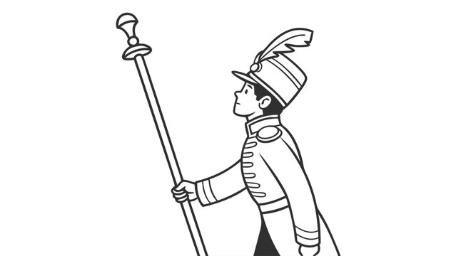Drum Major Illustration: Baton Twirling Leader in Uniform