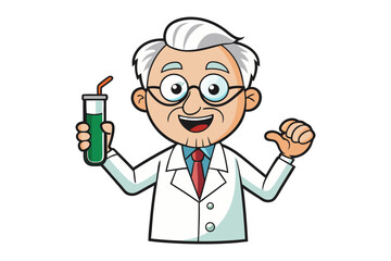 Enthusiastic scientist demonstrates chemical reaction with flask to captivated young students in a classroom setting