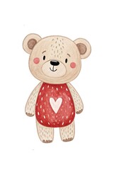  Seamless pattern with cute teddy bear  Watercolor hand drawn illustration 