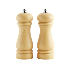 Classic Wooden Spice Mills Set on Transparent Background


