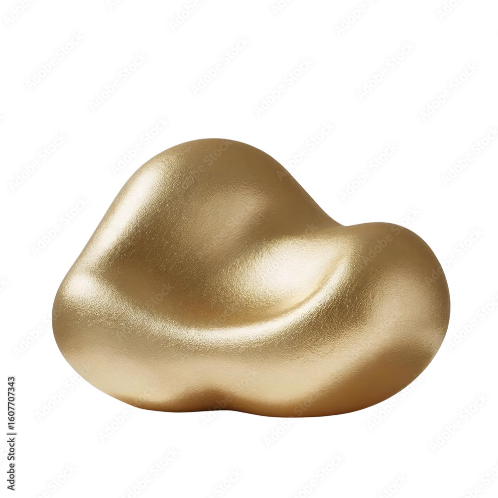 Poster a shiny golden nugget or blob with smooth curves isolated against a plain solid color background spa