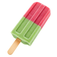 Green and Red Fruit Ice Cream Bar Isolated on Transparent Background


