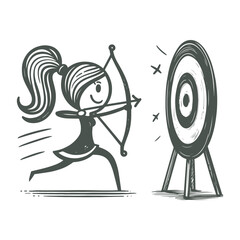 Minimalist success illustration of hitting the target and celebrating victory, vector