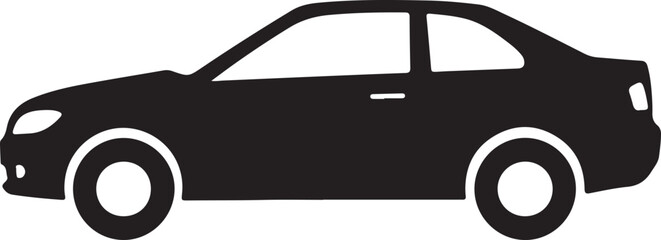 Sleek Black Car Illustration A Modern Automotive Design with Clean Lines and a Minimalist Aesthetic Depicting Transportation