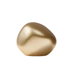 Isolated shiny gold object with rounded edges on a plain setting with space around the subject on transparent background