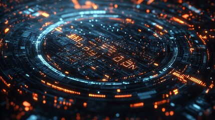 Colorful abstract digital swirl pattern with glowing lights in a dark background creating a futuristic vibe