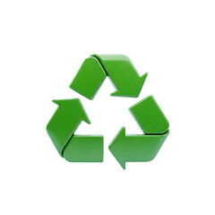 Obraz premium Green recycling symbol with glossy texture isolated on transparent background