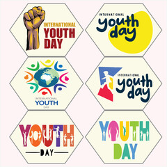 international youth day vector set one