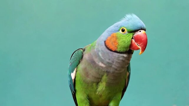 A vibrant parrot with striking plumage perches regally, its intelligent gaze and vivid colors captivating attention, showcasing nature's artistry.