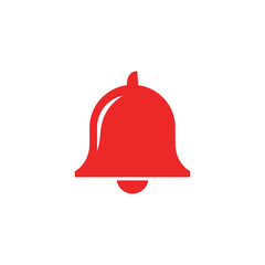 Simple Red Bell Icon with Clapper and Top Loop Design.