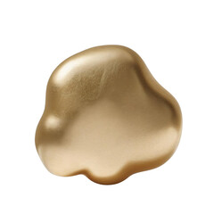 Isolated close up of golden blob with smooth surface and shiny highlights on a neutral background on transparent background