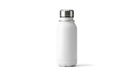 A sleek white insulated water bottle, perfect for staying hydrated on the go.
