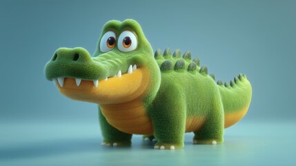 Fototapeta premium Smiling Cartoon Crocodile in 3D Style with Soft Texture