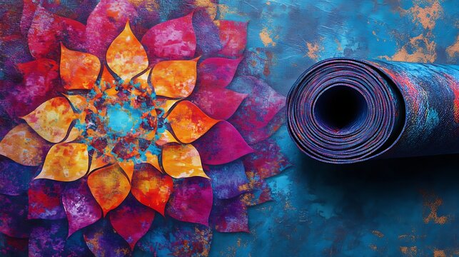 Yoga mat with shifting digital mandala patterns