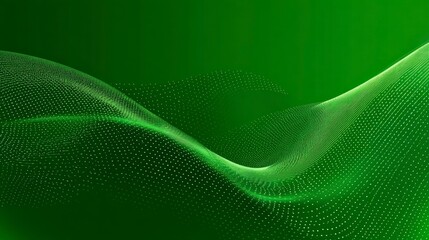 Green tech background with wave lines halftone dot
