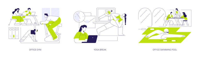 Recreational facilities in modern office isolated cartoon vector illustrations se