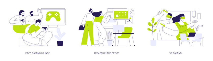 Office life entertainment isolated cartoon vector illustrations se