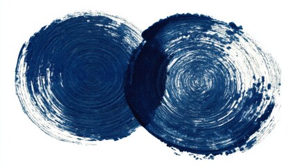 Minimalist abstract indigo circles rough brush