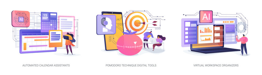 AI Tools for Smarter Scheduling abstract concept vector illustrations.