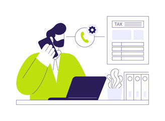 Phone tax filing abstract concept vector illustration.