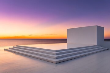 Golden stairs ascend towards the horizon, blending sea and sky at sunset