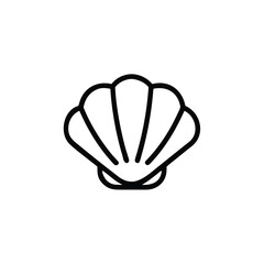 Minimalist outline a scallop seashell on ocean