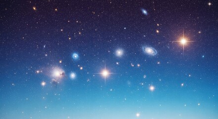 Fototapeta premium Starry expanse galaxies shimmer across a gradient, dark-to-light cosmic scene