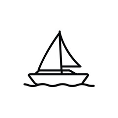 Outline a sailboat on wavy water sailing ocean