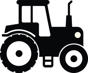Black tractor silhouette icon on white background