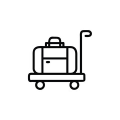 Outline icon a suitcase on a luggage trolley with wheels travel transport