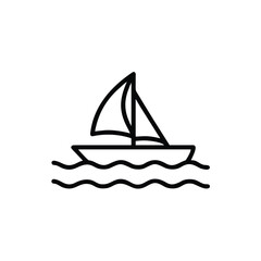 Outline sailboat on wavy water graphic wave