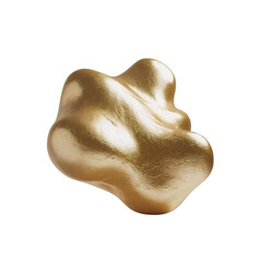 Close up of a shiny golden nugget with an irregular shape isolated on a plain solid color space on transparent background