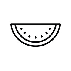 Simple outline a watermelon slice with seeds fruit food
