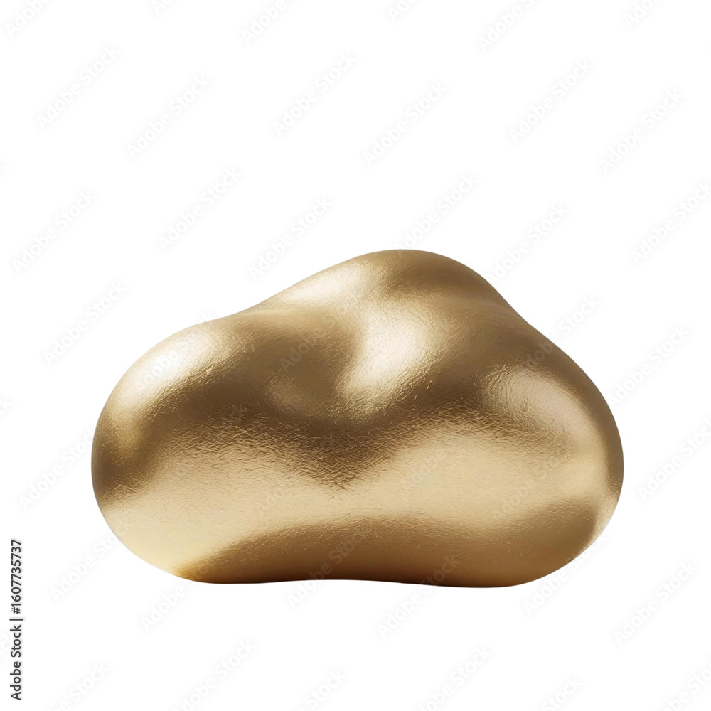 Poster shining golden nugget isolated against a solid backdrop with smooth reflections and subtle gradients