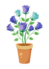 Beautiful flower arrangement in a pot vector illustration floral design elements for graphic design projects