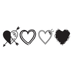 Heartbreak and Healing A Symbolic Journey of Emotions Depicted Through Hand Drawn Heart Illustrations in Black and White