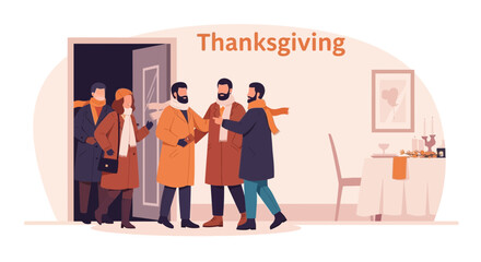 Family Gathering For Thanksgiving Festive Holiday Celebration Arrival